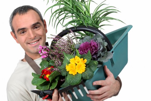 Expert lawn care team working in Muswell Hill garden